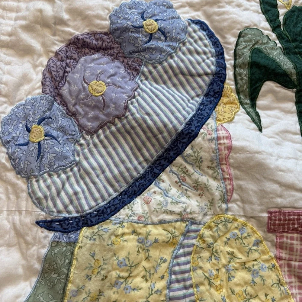 Vtg American Pacific Sunbonnet Sue Quilt Limited Edition Throw Floral 49x59